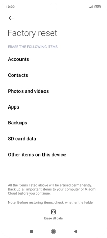 Press Erase all data. Press Erase all data.