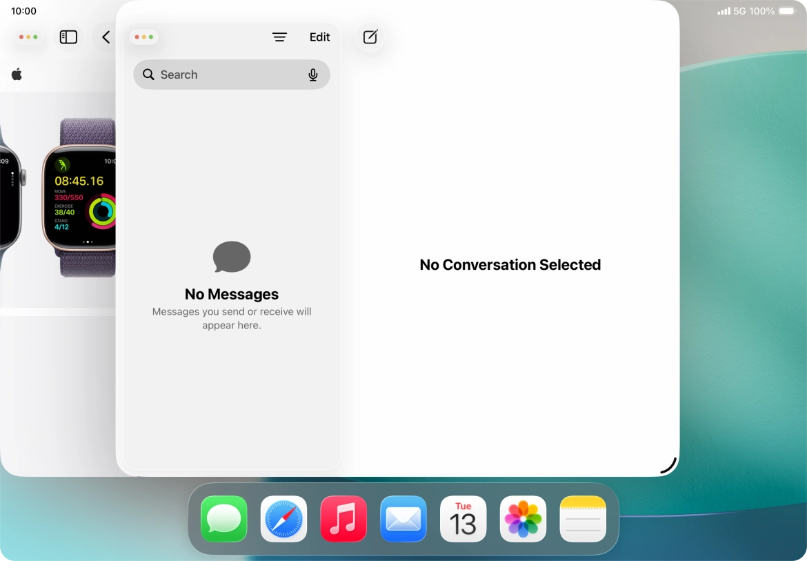 Press and hold the menu icon in the second application window.