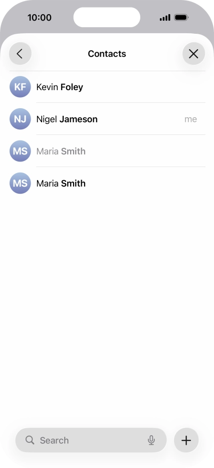 Press the required contact. Press the required contact.