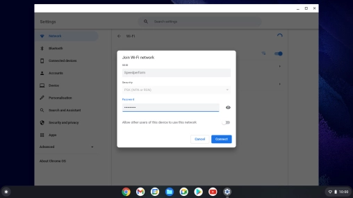 Key in the password for the Wi-Fi network and click Connect.