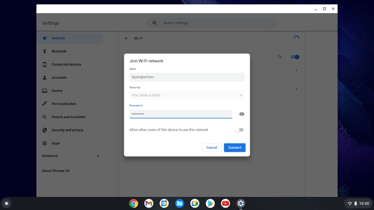 Key in the password for the Wi-Fi network and click Connect.