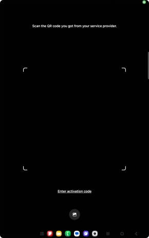 Place the QR code you've received inside the tablet camera frame to scan the code. Your eSIM is transferred to your new tablet over the internet.