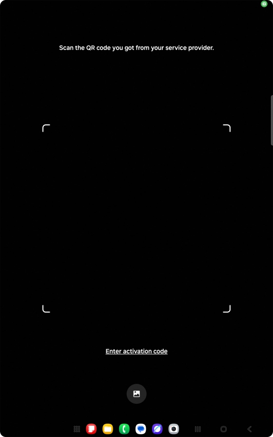 Place the QR code you've received inside the tablet camera frame to scan the code. Your eSIM is transferred to your new tablet over the internet.