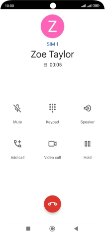 Press the end call icon. Press the end call icon.