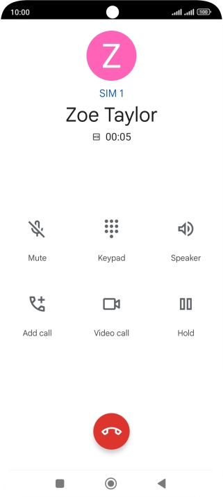 Press the end call icon. Press the end call icon.