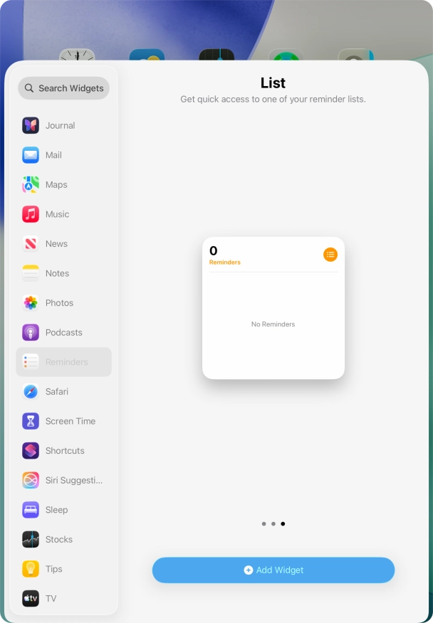 Press Add Widget.