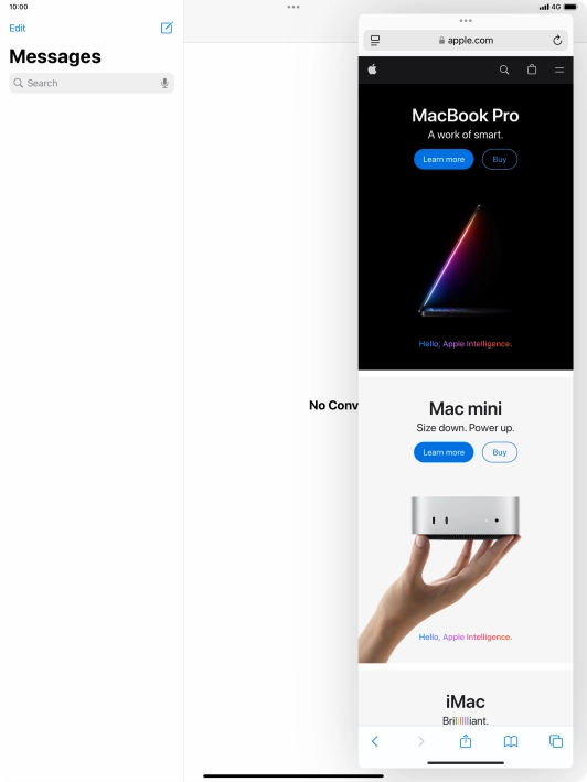 The application now displays on top of the other open application.