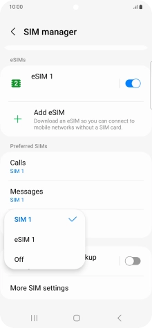 Press the required setting. Press the required setting.