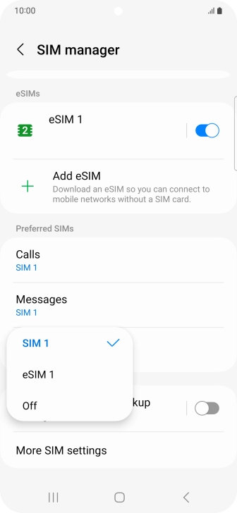 Press the required setting. Press the required setting.