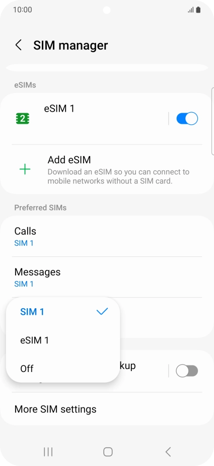 Press the required setting. Press the required setting.