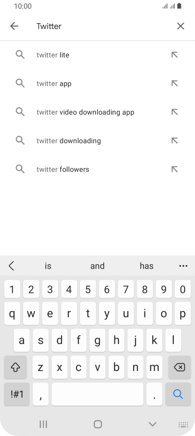 Key in Twitter and press the search icon.