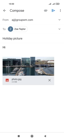 Press the send icon when you've finished your email message. Press the send icon when you've finished your email message.
