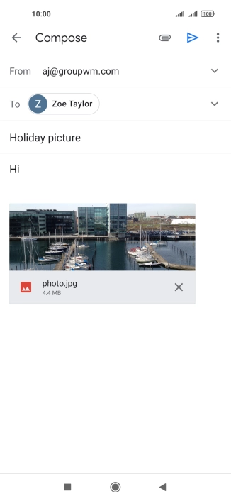 Press the send icon when you've finished your email message. Press the send icon when you've finished your email message.