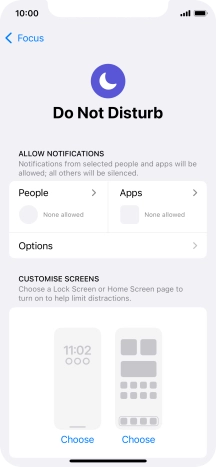Press People and follow the instructions on the screen to select which contacts you would like to receive calls and notifications from when Do Not Disturb is turned on.