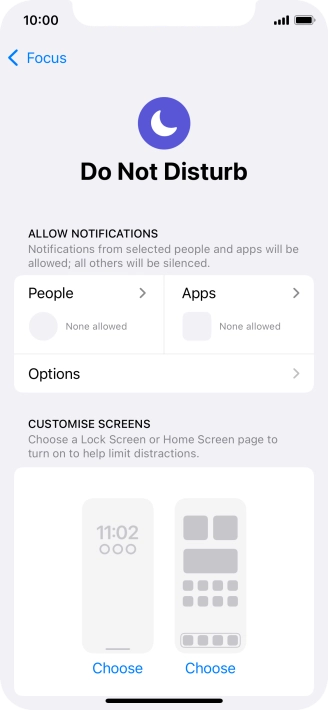 Press People and follow the instructions on the screen to select which contacts you would like to receive calls and notifications from when Do Not Disturb is turned on.