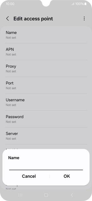 Key in Vodafone Internet and press OK. Key in Vodafone Internet and press OK.