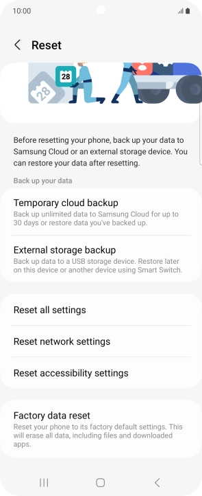 Press Factory data reset.