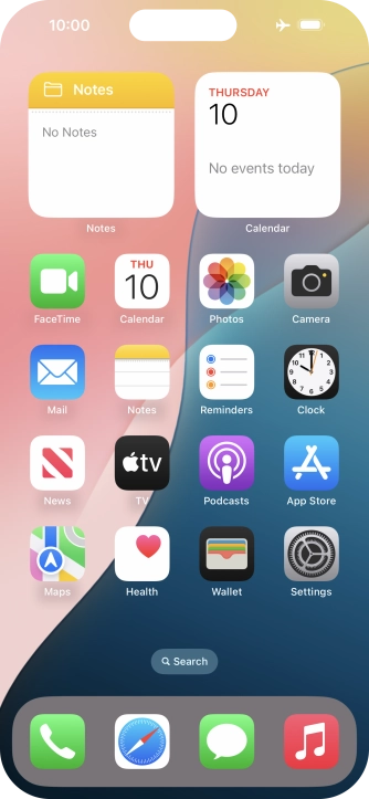 The flight mode icon shows that flight mode is turned on.