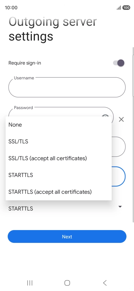 Press SSL/TLS. Press SSL/TLS.