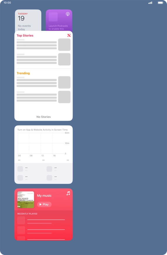 Press and hold the required widget until a pop-up menu is displayed. Press and hold the required widget until a pop-up menu is displayed.