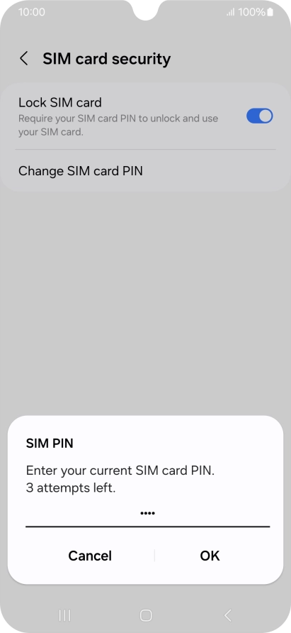 Key in your current PIN and press OK. Key in your current PIN and press OK.