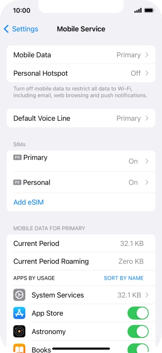 Press the required eSIM below 