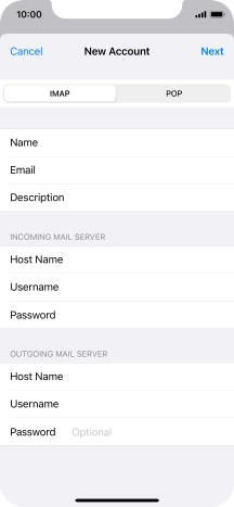 Press Password and key in the password for your email account.