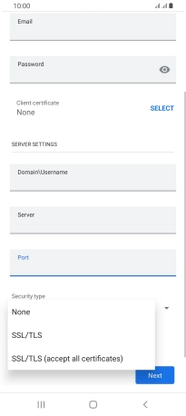 Press the required setting.