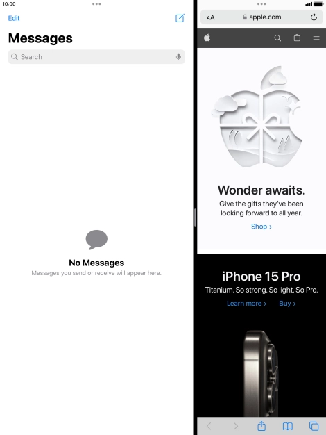 The applications are now displayed on a split screen.