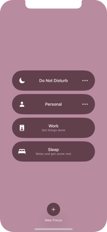 Press the required focus mode to activate or deactivate it immediately.