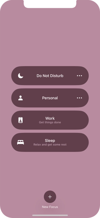 Press the required focus mode to activate or deactivate it immediately.