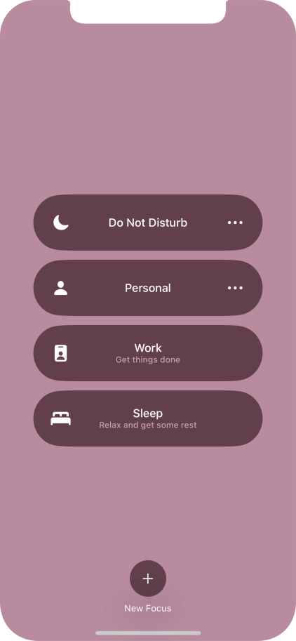 Press the required focus mode to activate or deactivate it immediately.