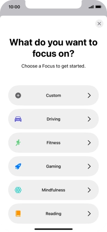Press the required focus mode and follow the instructions on the screen to add the selected focus mode.