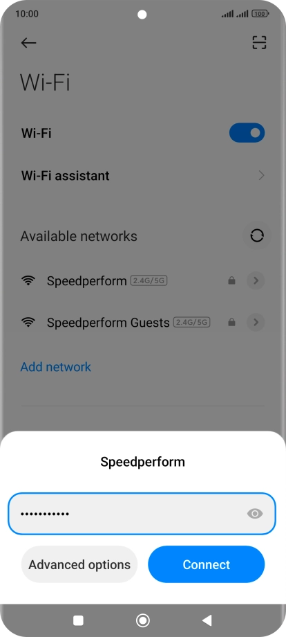 Key in the password for the Wi-Fi network and press Connect. Key in the password for the Wi-Fi network and press Connect.