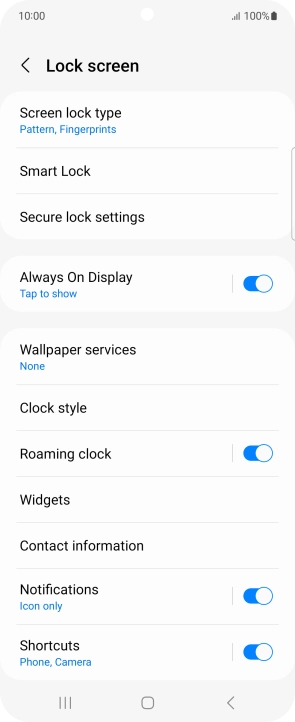 Press Screen lock type and key in the additional phone lock code you created earlier.