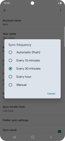 Press the required setting.
