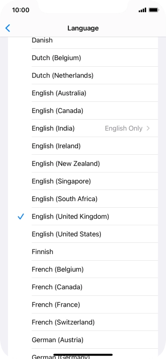 Press the required language.