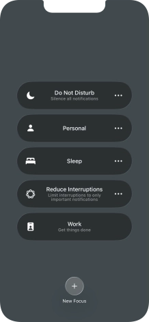 Press the required focus mode to activate or deactivate it immediately.