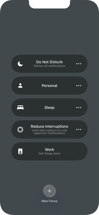 Press the required focus mode to activate or deactivate it immediately.