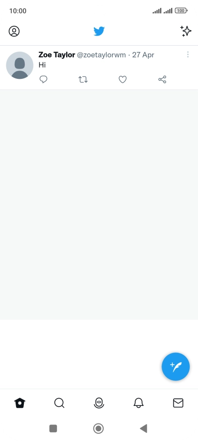 Press the new tweet icon. Press the new tweet icon.