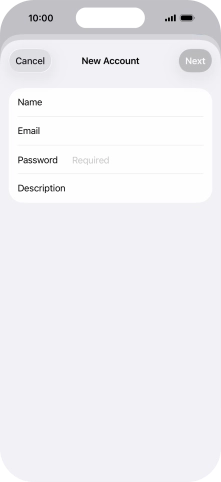Press Password and key in the password for your email account. Press Password and key in the password for your email account.