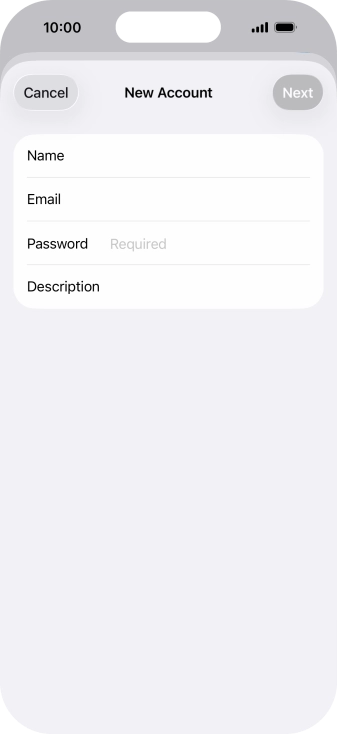Press Password and key in the password for your email account. Press Password and key in the password for your email account.