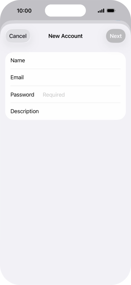 Press Password and key in the password for your email account. Press Password and key in the password for your email account.