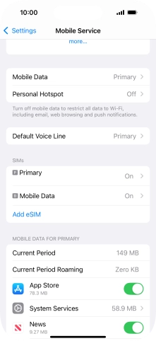 Press the required eSIM below 