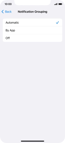 Press the required setting.