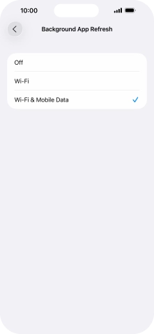 To turn off background refresh of apps, press Off.