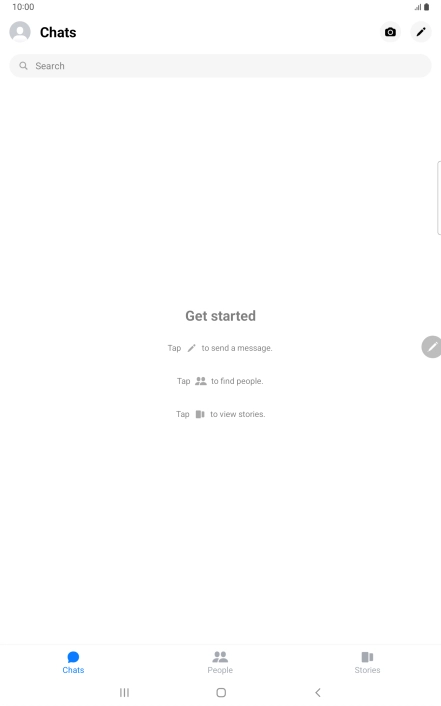 Press the new message icon. Press the new message icon.