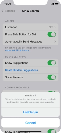 Press Enable Siri. Press Enable Siri.