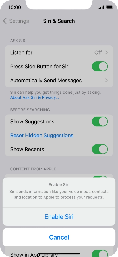 Press Enable Siri. Press Enable Siri.