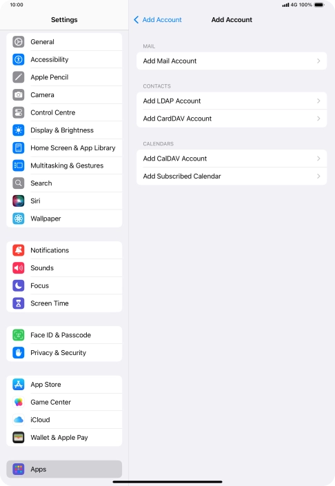 Press Add Mail Account. Press Add Mail Account.